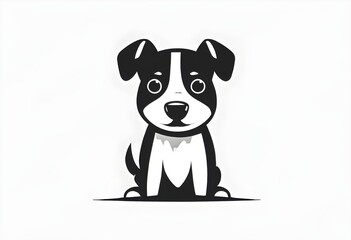 Fototapeta premium A simple cartoon dog with a white background, abstract illustration, AI generated