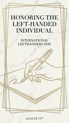 Left handed day illustration with pencil and calligraphy
