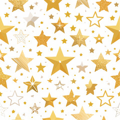 Obraz premium Seamless Pattern of Golden Stars on White Background