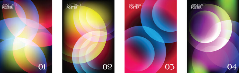 Fototapeta premium Abstract Neon Geometric Circle Poster Design Template Set