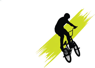 Naklejka premium Silhouette of a cyclist performing a stunt on a bmx bike