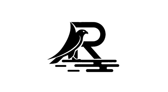 Elegant Raven Logo Design with Letter R Integration.
