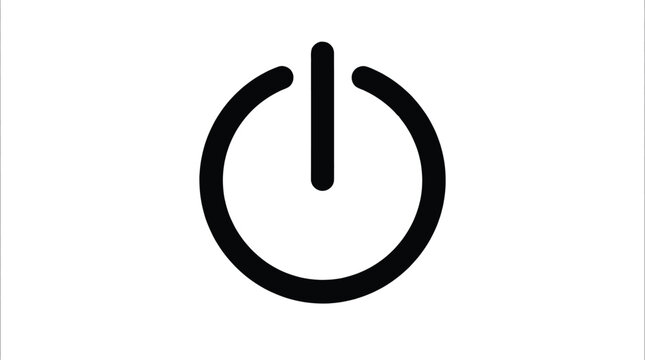 Minimalist black power symbol icon featuring a circular ring and vertical line design isolated on a transparent background for modern digital technology user interface applications