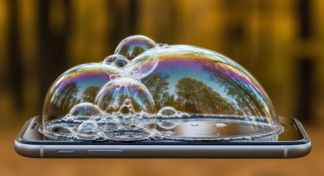 Soap Bubbles on Tray Surface.