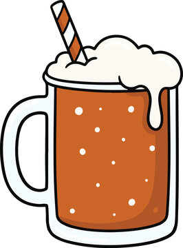 Refreshing Root Beer Float With Straw