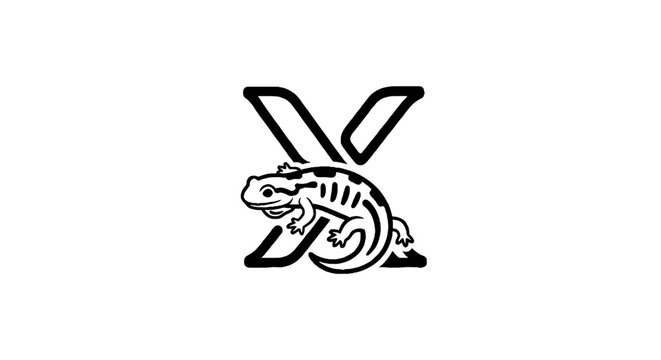 Stylized letter X with alligator illustration inside.