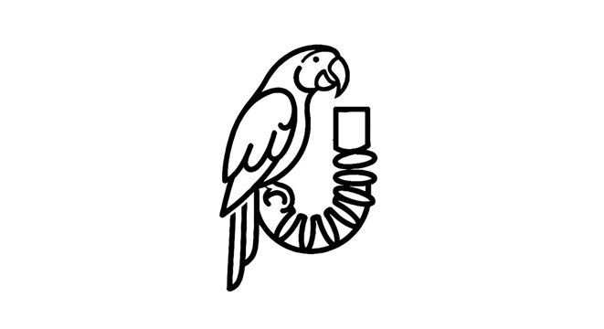 Parrot perched on a coiled spring illustration.