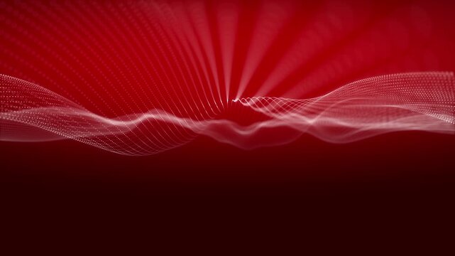 abstract red background with lines and particle dots.