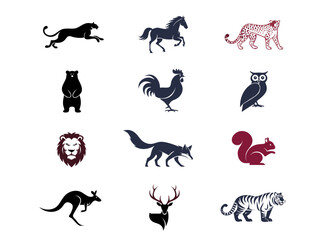 Obraz premium Animal Silhouette Set Vector Illustration｜動物シルエットセット ベクターイラスト