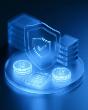 Premium glassmorphism shield protecting business asset concept