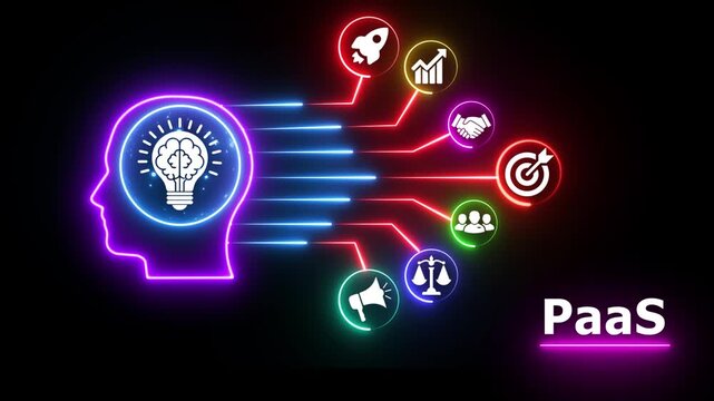 PaaS concept neon animation showing digital innovation.