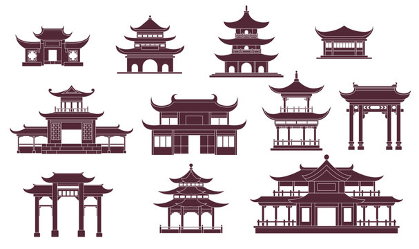 Traditional Chinese Building Vector Element Set