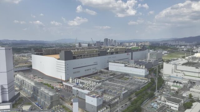 Aerial view of SK Hynix semiconductor factory complex in Cheongju, South Korea