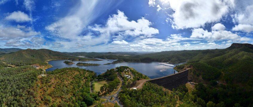 Spectacular aerial panorama of Cania Dam Queensland Australia
