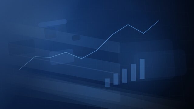 Blue abstract line graph and bar chart illustration
