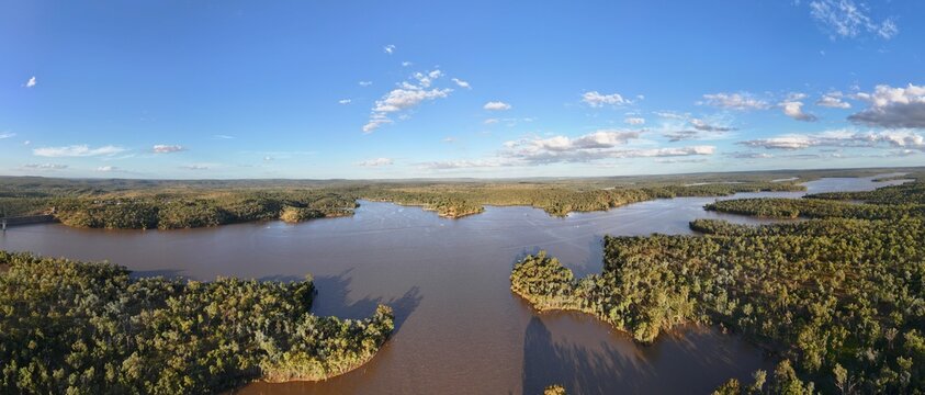 Spectacular aerial parorama of Lake Boondooma Queensland Australia