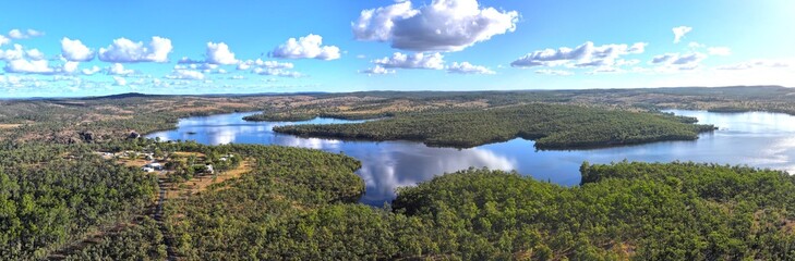 Fototapeta premium Spectacular aerial parorama of Lake Wuruma Queensland Australia