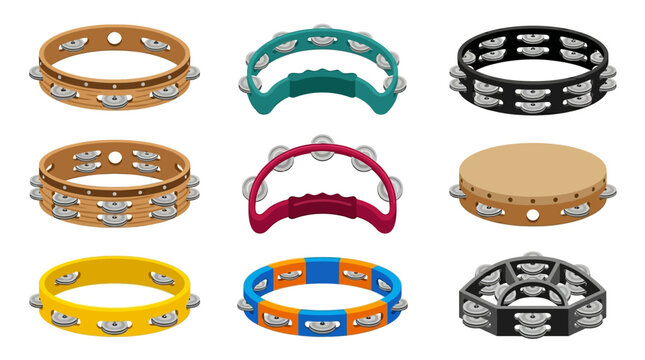 Colorful Tambourines Musical Instruments.
