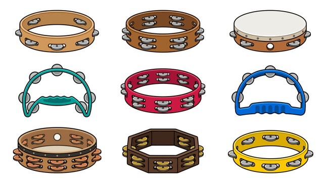 Colorful Tambourines Instrument.