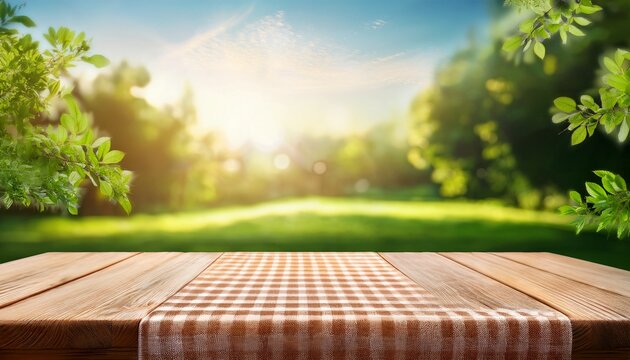 Summer Nature Backdrop With Copy Space On Picnic Table