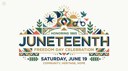 Juneteenth freedom day celebration banner with geometric folk art © Lunar Studio