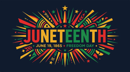 Juneteenth freedom day celebration banner with sunburst and stars © Lunar Studio