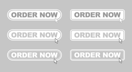 Fototapeta premium nteractive Order Now Web Buttons with Mouse Cursor Arrow Flat Vector for E-Commerce Website Interface