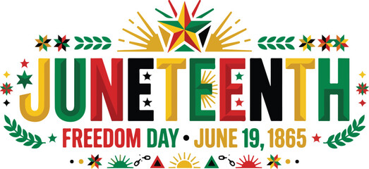 Juneteenth freedom day commemorative banner with festive ornaments © Lunar Studio