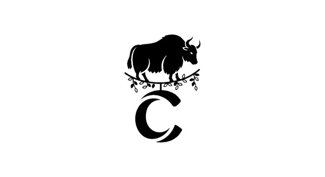Black and white buffalo logo with letter C.