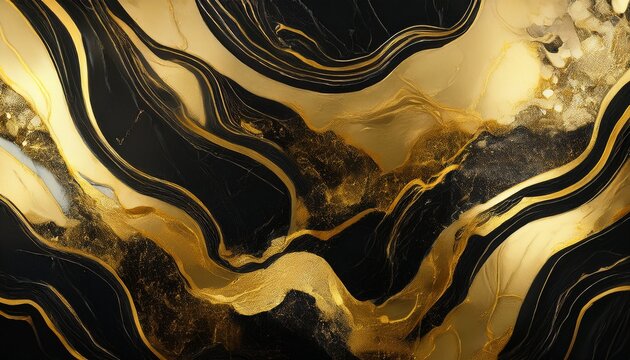 Beautiful Black And Gold Marble Background Generative Ai