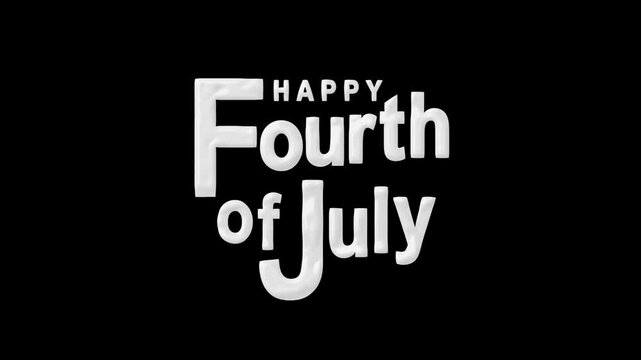 Happy Fourth of July white typography text on black background