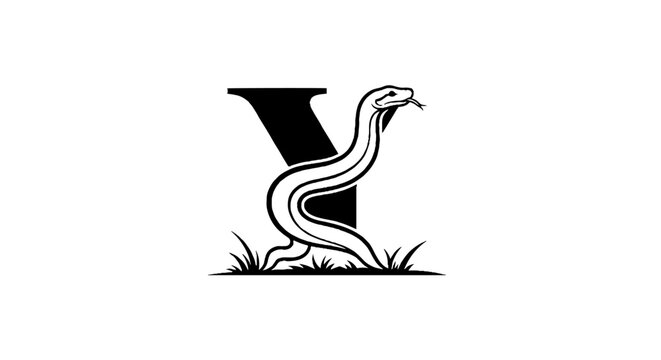 Stylized Snake and Letter V Logo Design.