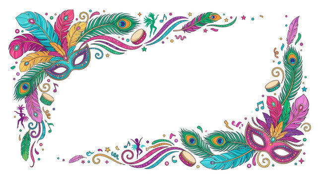 Colorful masquerade feather mask decoration.
