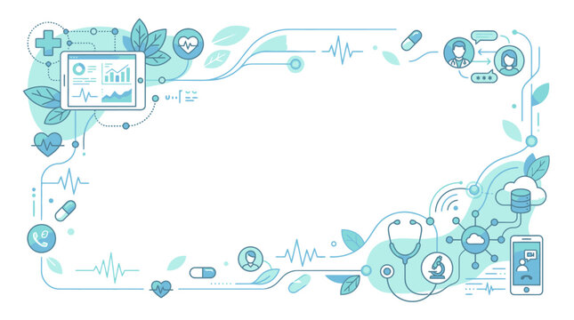 Medical Healthcare Technology Symbols Icons.