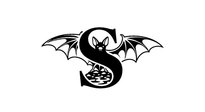 Stylized Bat with Spread Wings and Letter S Design.