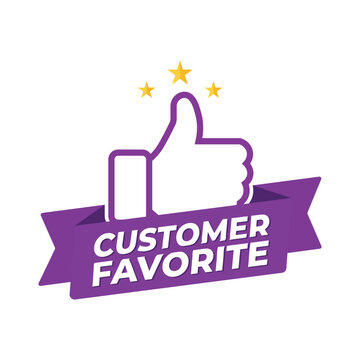 Customer Favorite Thumbs Up Icon with  Ribbon Banner vector design.