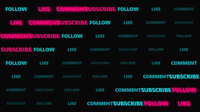 Social Media Engagement Neon Text Animation Loop Background