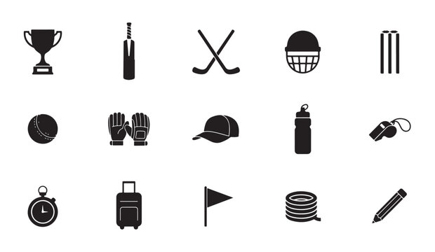 Collection of sports accessories stopwatch bottle cap and whistle for training.