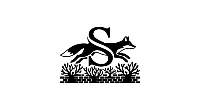 Stylized fox illustration with curved tail forming letter S.