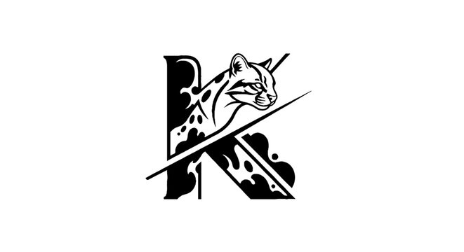 Stylized Lynx Head Integrated with Letter K Design.
