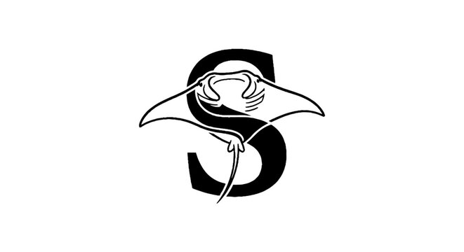 Stylized Letter S with Manta Ray Design.