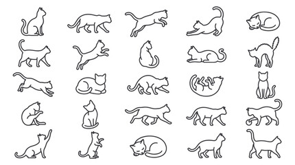Fototapeta premium Cat Silhouettes Collection: Various Poses and Activities