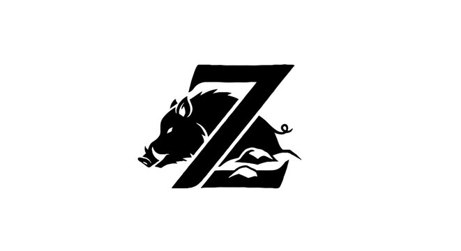 Black and white zebra logo with lion head design.