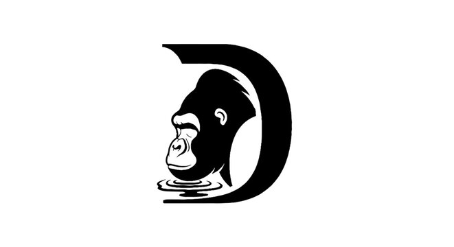 Gorilla head integrated with letter D design.
