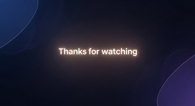 Closing screen text on dark gradient background with abstract shapes