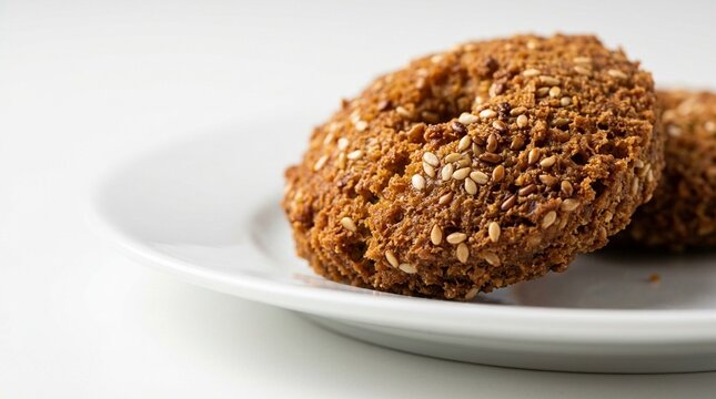 Falafel Golden Brown Exterior Macro Showing Sesame Seeds &ndash; Egyptian Tamiya Crispy Crust Close-Up Food Photo