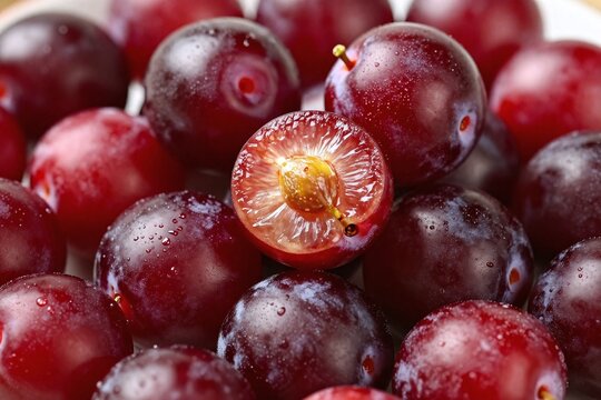A pile of plums sitting on top of each other