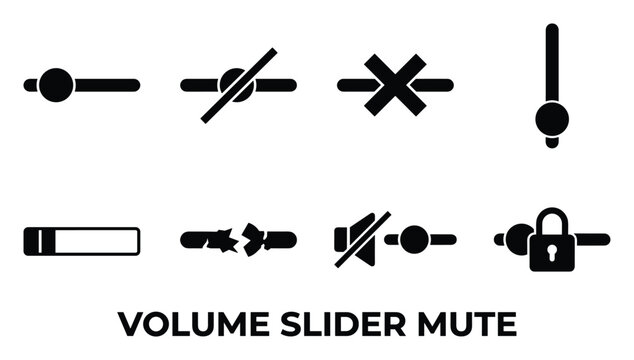 Volume slider mute icons in black solid style for audio control settings.