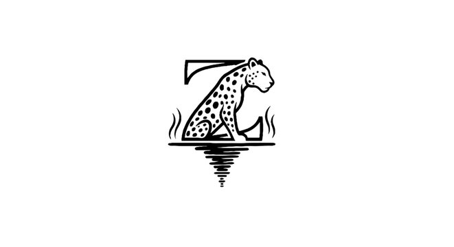 Stylized leopard logo with reflection effect.