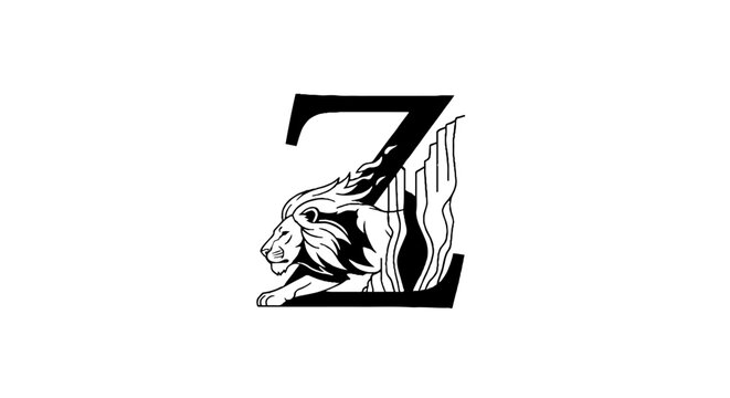 Black and white zebra letter Z illustration.